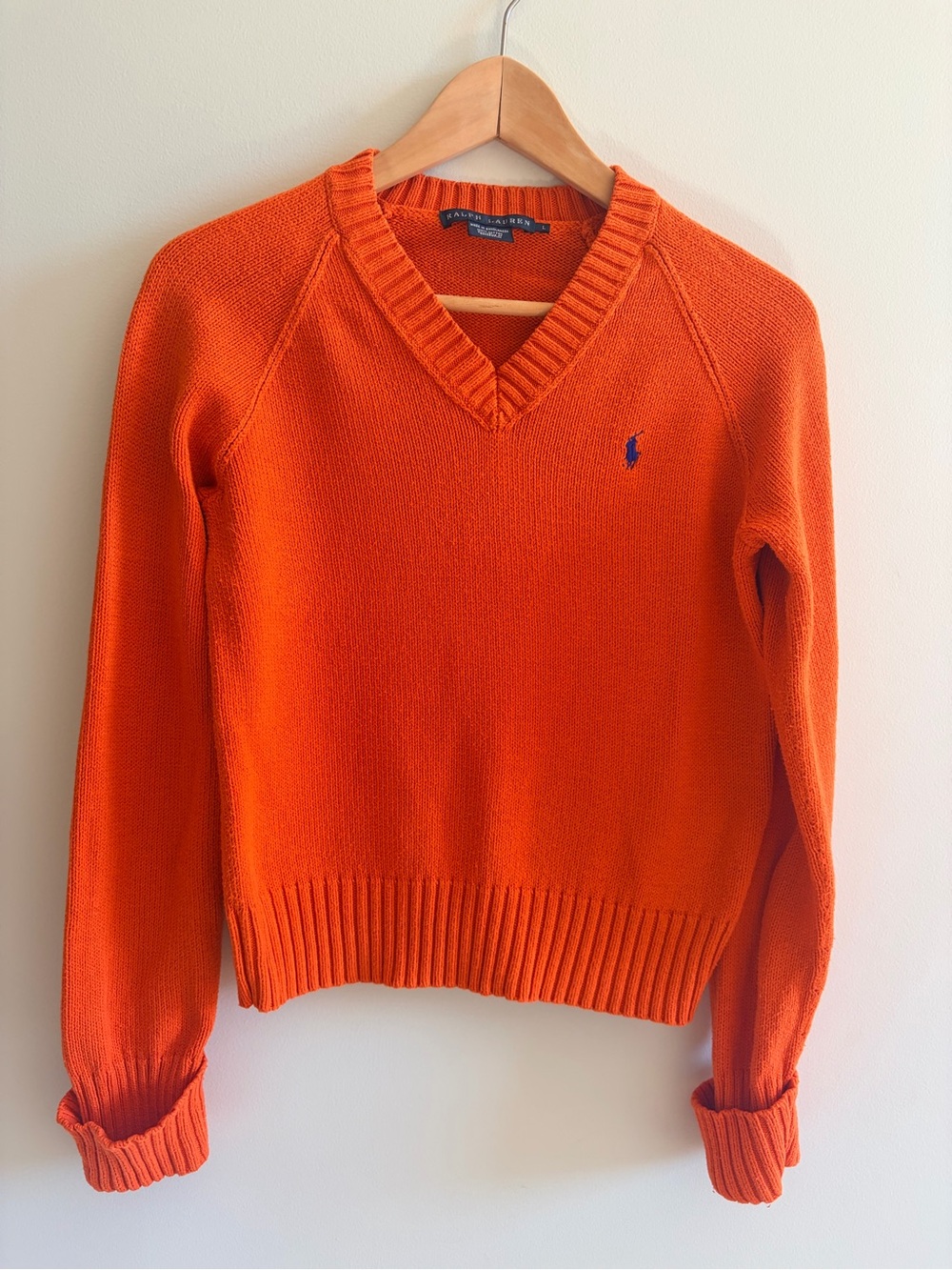 Ralph Lauren Bright Orange V-Neck Sweater